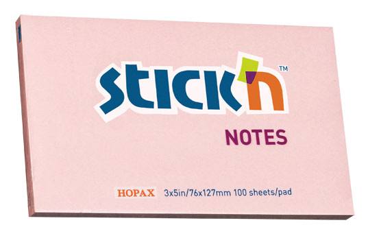 Блок самоклеящийся бумажный Stick`n 21154 76x127мм 100лист. 70г/м2 пастель розовый