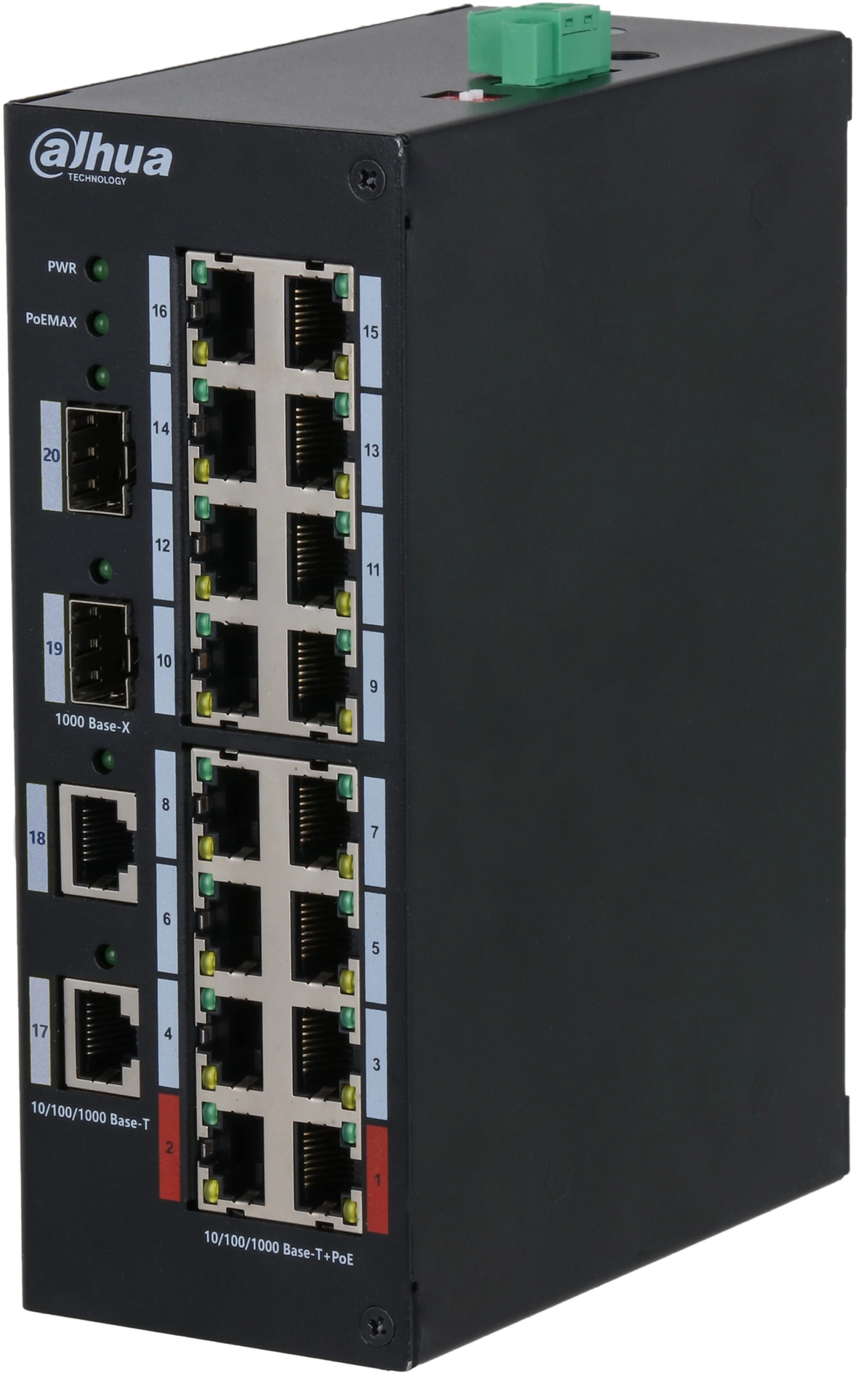 Коммутатор Dahua DH-HS3220-16GT-190 (L2) 18x1Гбит/с 4xКомбо(1000BASE-T/SFP) 2SFP 16PoE+ 190W неуправляемый