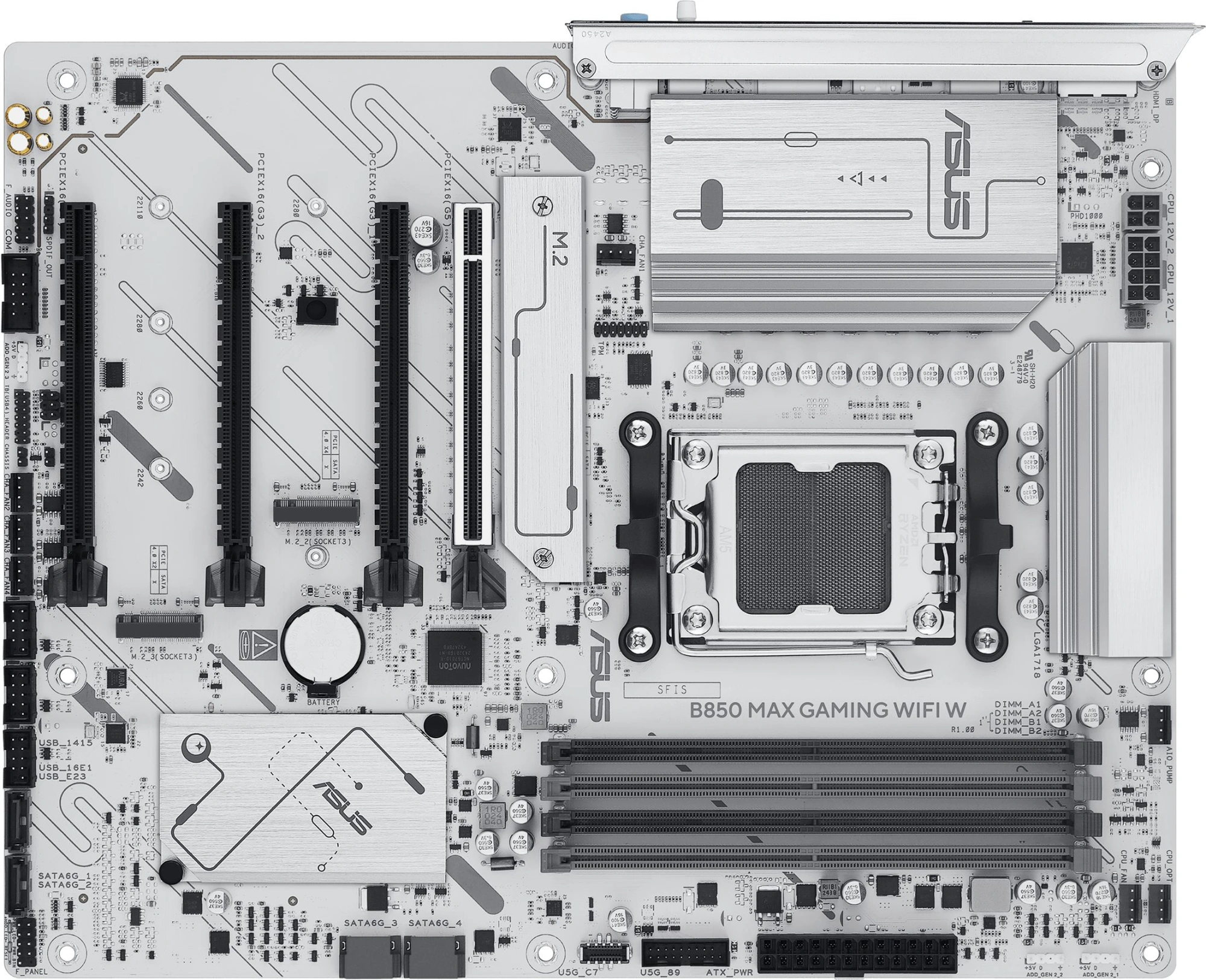 Материнская плата Asus B850 MAX GAMING WIFI W SocketAM5 AMD B850 4xDDR5 ATX AC`97 8ch(7.1) 2.5Gg RAID+HDMI+DP