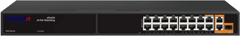 Коммутатор Trassir TR-NS11191S-285-16PoE (L2) 15x100Мбит/с 3x1Гбит/с 1SFP 16PoE 285W неуправляемый