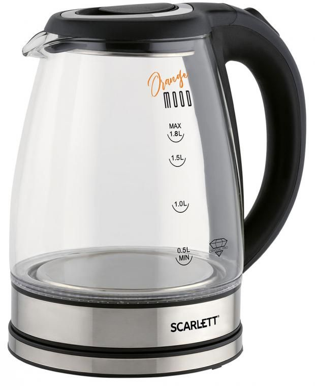 Чайник электрический Scarlett SC-EK27G36 1.8л. 1800Вт черный/серебристый корпус: стекло/пластик