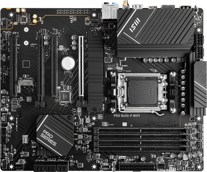 Материнская плата MSI PRO B650-P WIFI Socket AM5 AMD B650 4xDDR5 ATX AC`97 8ch(7.1) 2.5Gg RAID+HDMI+DP