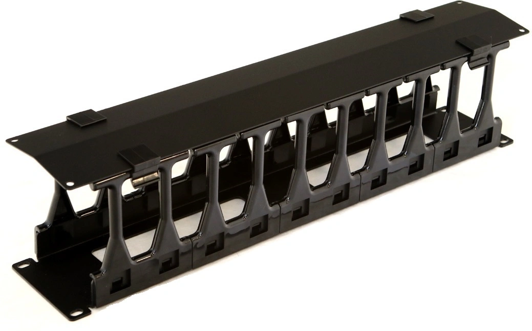 Кабельный органайзер горизонтальный Hyperline CMF-2U-FPL106-MCOV-RAL9005 пальцы 2U шир.:19" глуб.:106мм