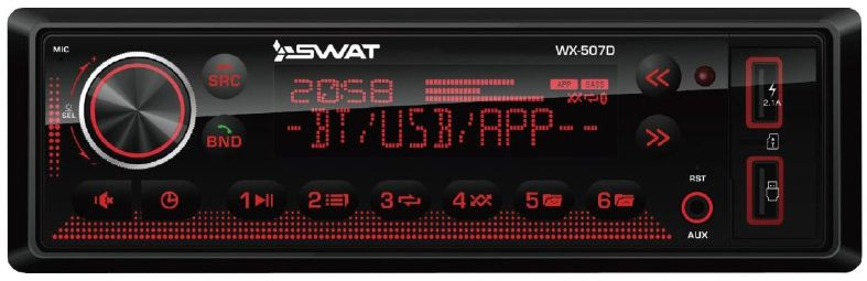 Автомагнитола Swat WX-507D 1DIN 4x50Вт v5.0 AUX DSP 3 ПДУ (SWAT WX-507D)