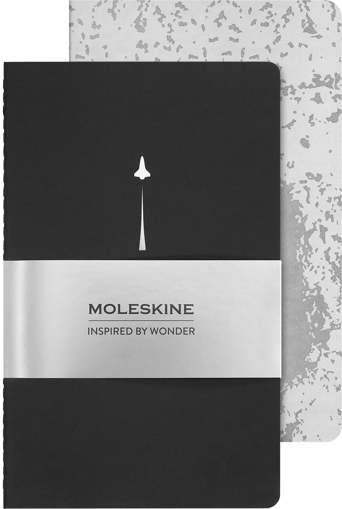 Блокнот Moleskine CAHIER NASA-INSPIRED SKCAHLP7063S2 Large 130х210мм 120стр. нелинованный мягкая обложка серебристый/черный Moon (2шт)