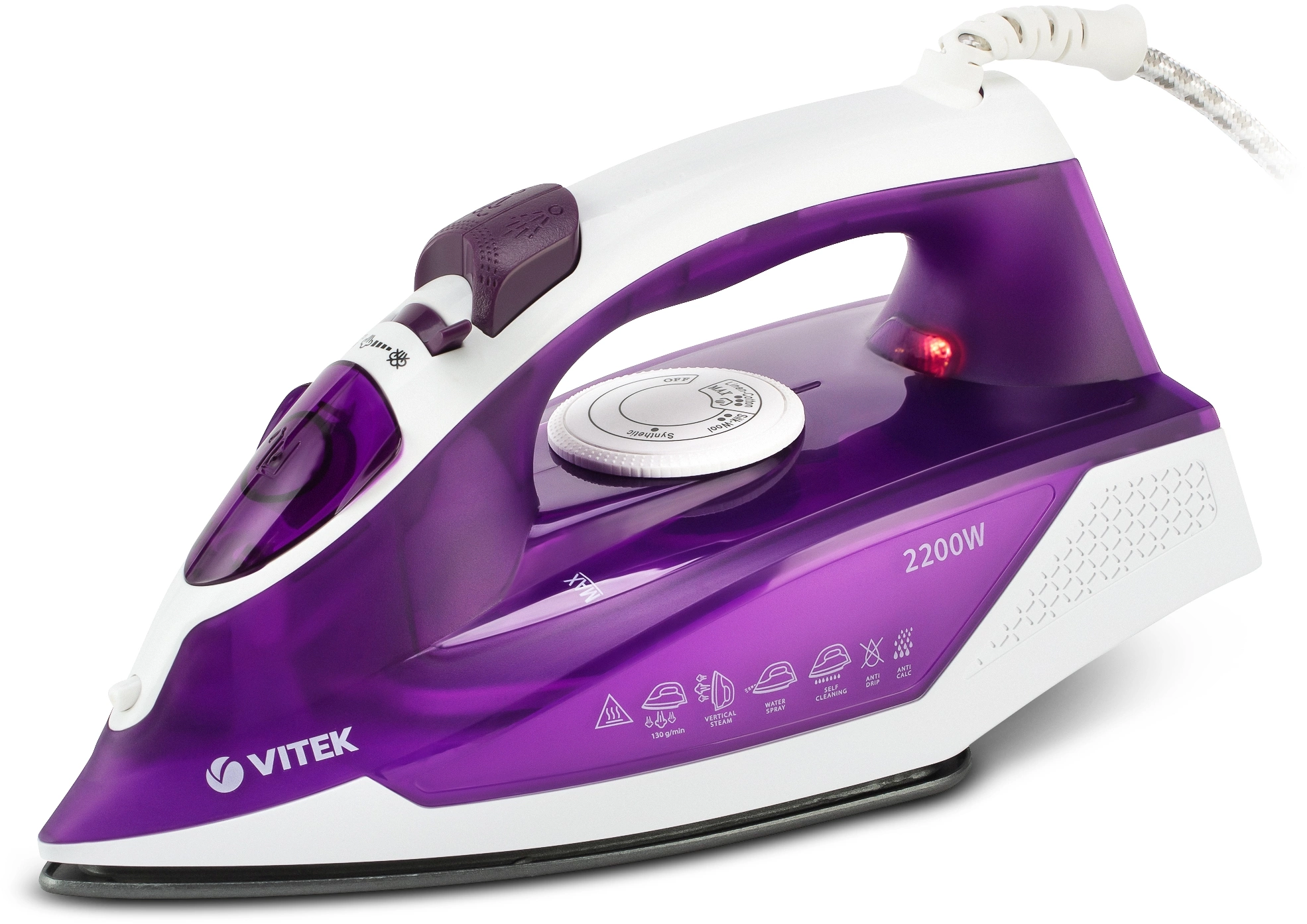 Утюг Vitek VT-8308 2200Вт фиолетовый/белый