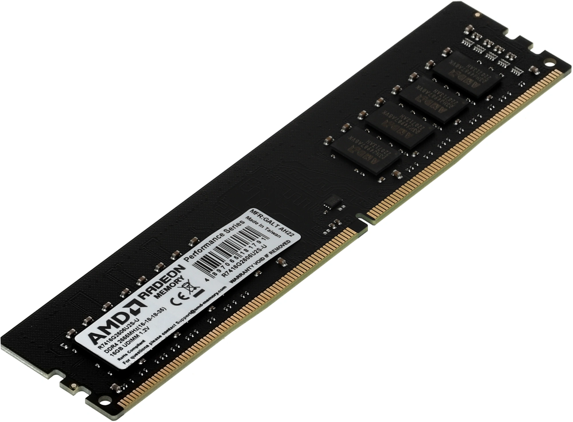 Память DDR4 16GB 2666MHz AMD R7416G2606U2S-U Radeon R7 Performance Series RTL PC4-21300 CL16 DIMM 288-pin 1.2В single rank Ret