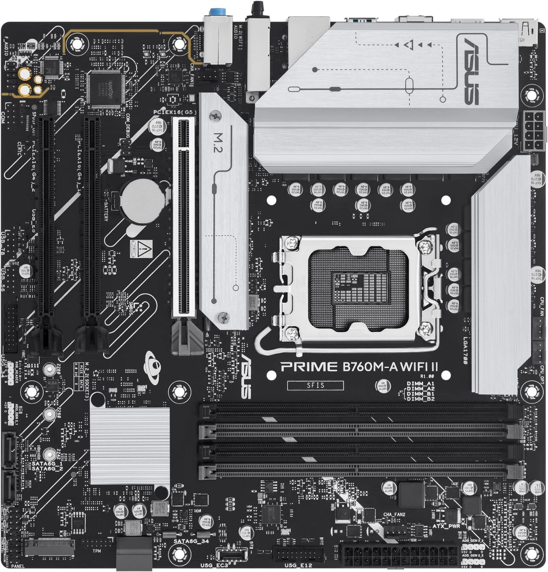 Материнская плата Asus PRIME B760M-A WIFI II Soc-1700 Intel B760 4xDDR5 mATX AC`97 8ch(7.1) 2.5Gg RAID+HDMI+DP