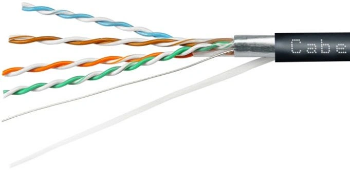 Кабель информационный Cabeus FTP-4P-Cat.5e-SOLID-OUT-LSZH-UV-100 кат.5E F/UTP 4 пары LSZH универсальный 100м черный