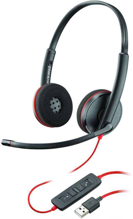 Наушники с микрофоном Plantronics Blackwire C3220 черный/красный 1.5м накладные оголовье (209745-201)