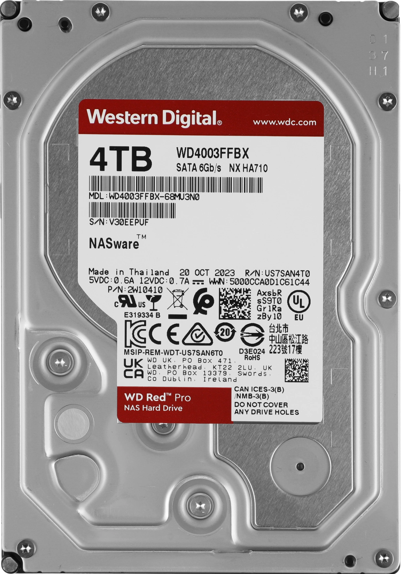 Жесткий диск WD SATA-III 4TB WD4003FFBX NAS Red Pro (7200rpm) 256Mb 3.5"