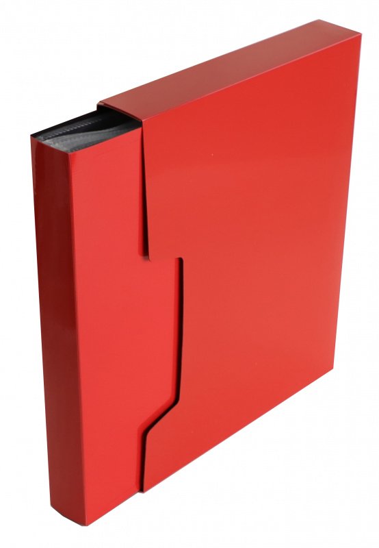 Папка с 100 прозр.вклад. Бюрократ DeLuxe DLVBOX100RED A4 пластик 0.7мм красный в коробе