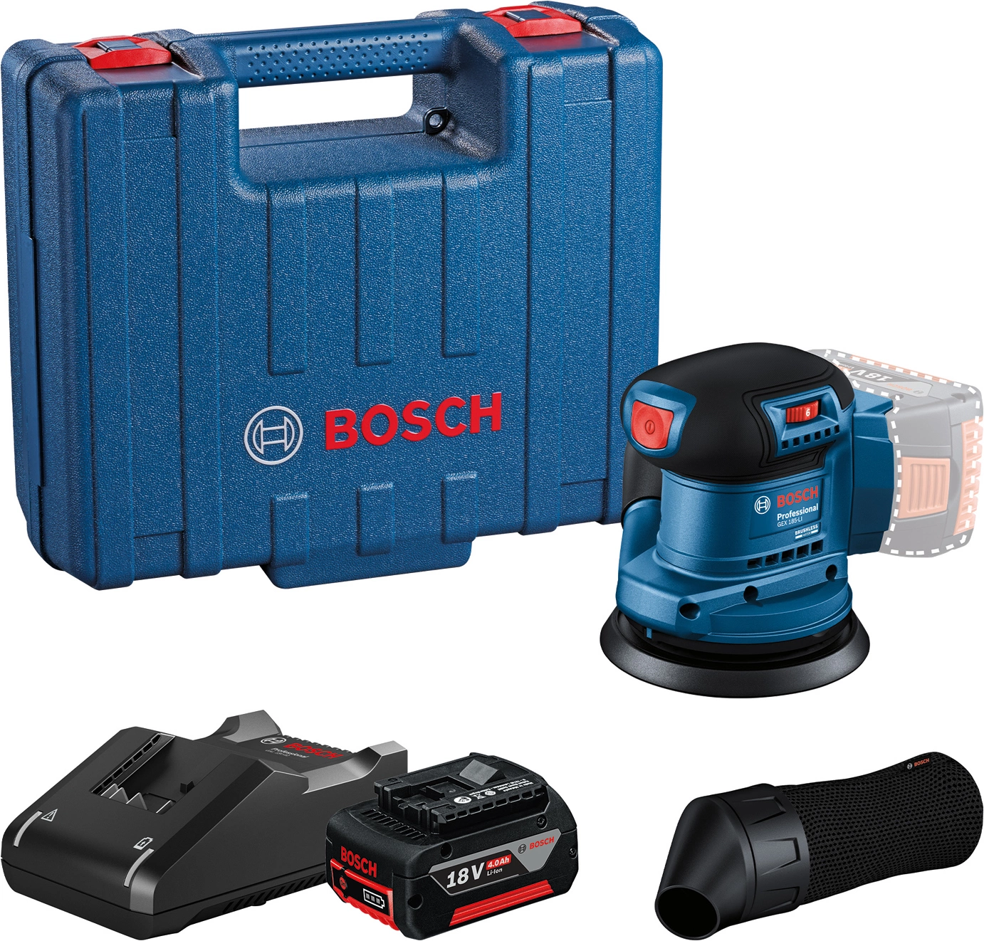 Эксцентриковая шлифмашина Bosch GEX 185-LI D125мм аккум. жестк.кейс (06013A5021)