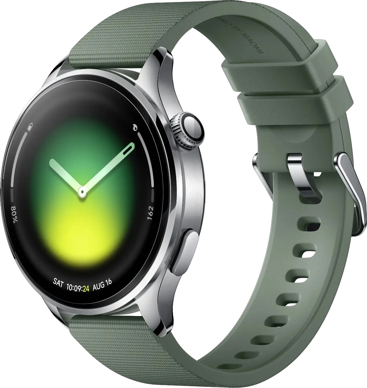 Смарт-часы Xiaomi Watch 5 47мм 1.54" AMOLED корп.серебристый рем.зеленый разм.брасл.:135-205мм (BHR07WPGL)