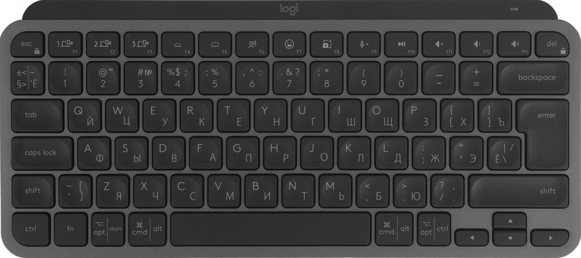 Клавиатура Logitech MX Keys Mini темно-серый USB беспроводная BT/Radio LED (920-010501)