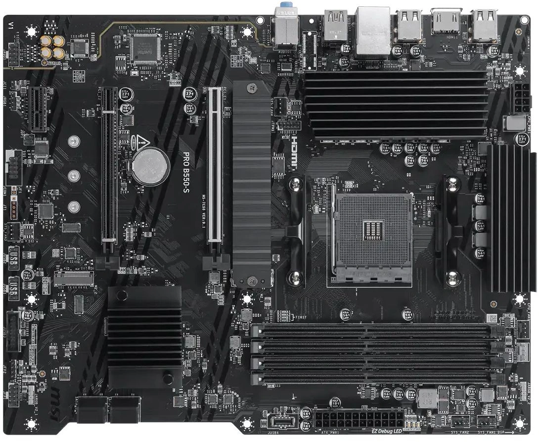 Материнская плата MSI PRO B550-S Soc-AM4 AMD B550 4xDDR4 ATX AC`97 8ch(7.1) GbLAN RAID+HDMI