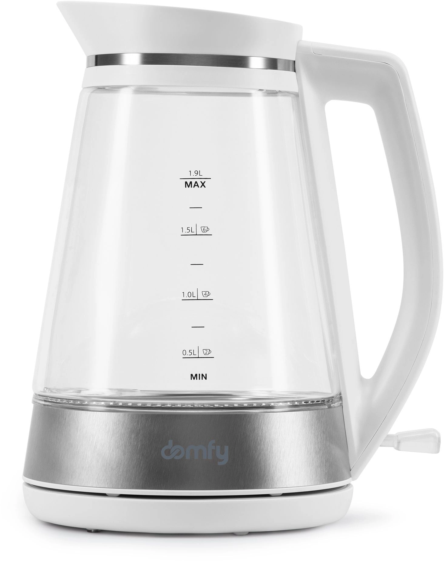 Чайник электрический Domfy DSW-EK505 1.9л. 3000Вт белый/прозрачный корпус: стекло/пластик