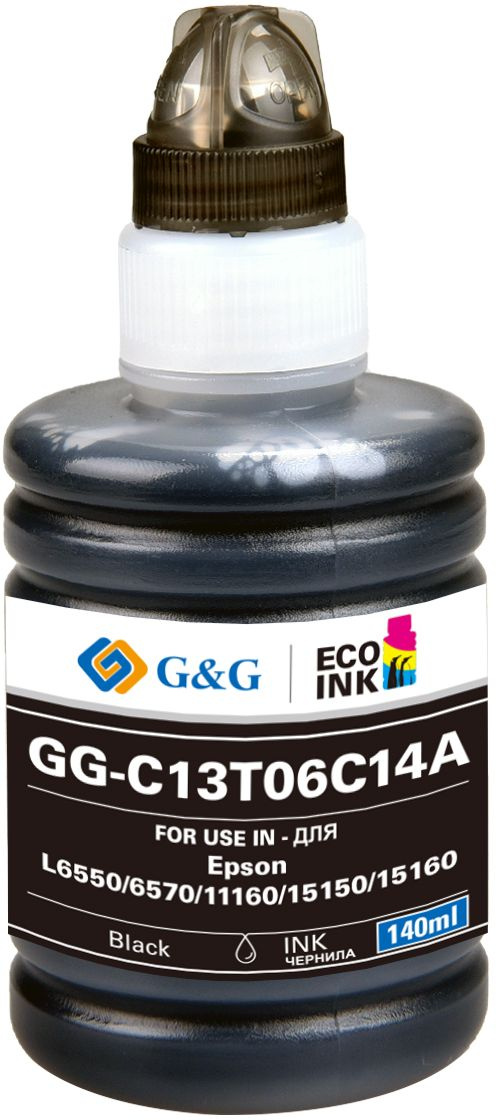 Чернила G&G GG-C13T06C14A №112 черный пигментный 140мл для Epson L6550/6570/11160/15150/15160