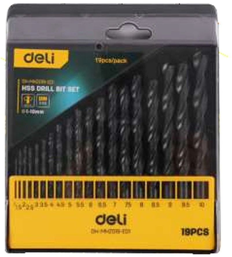 Набор сверл Deli DH-MHZ019-ED1 по металлу (19пред.) для шуруповертов/дрелей