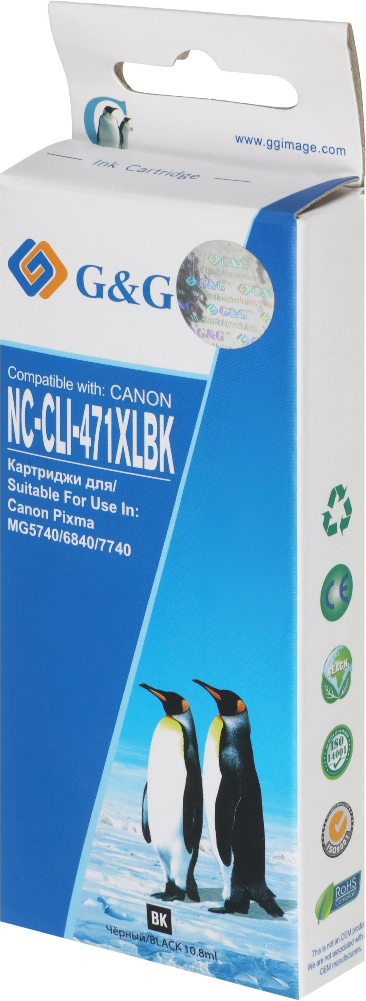 Картридж струйный G&G NC-CLI-471XLBK фото черный (10.8мл) для Canon TS5040/MG5740/MG6840/MG7740