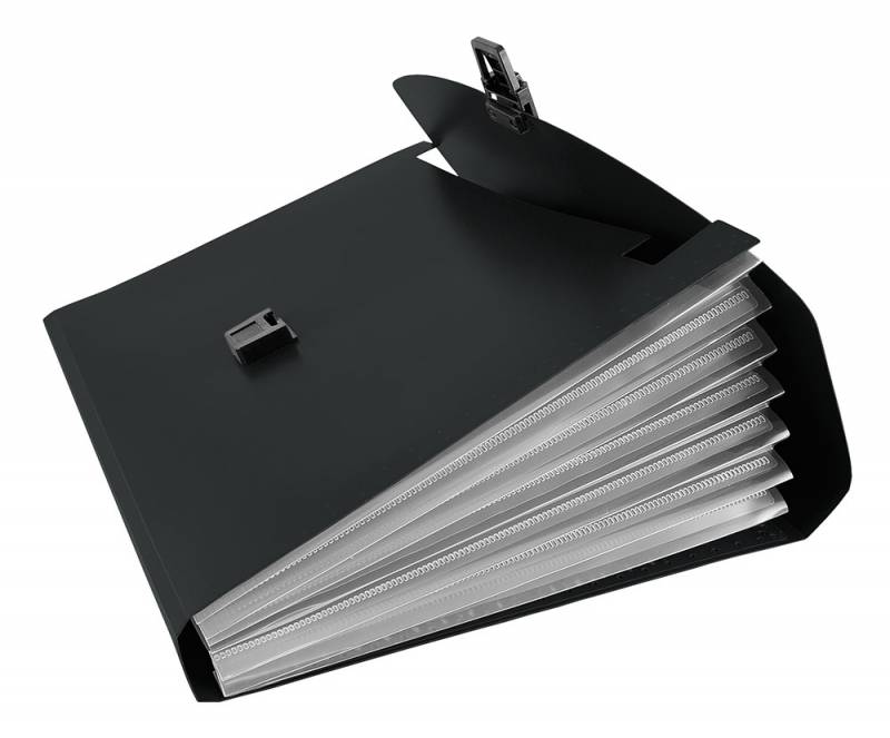 Портфель Бюрократ -BPP6BLCK 6 отдел. A4 пластик 0.7мм черный