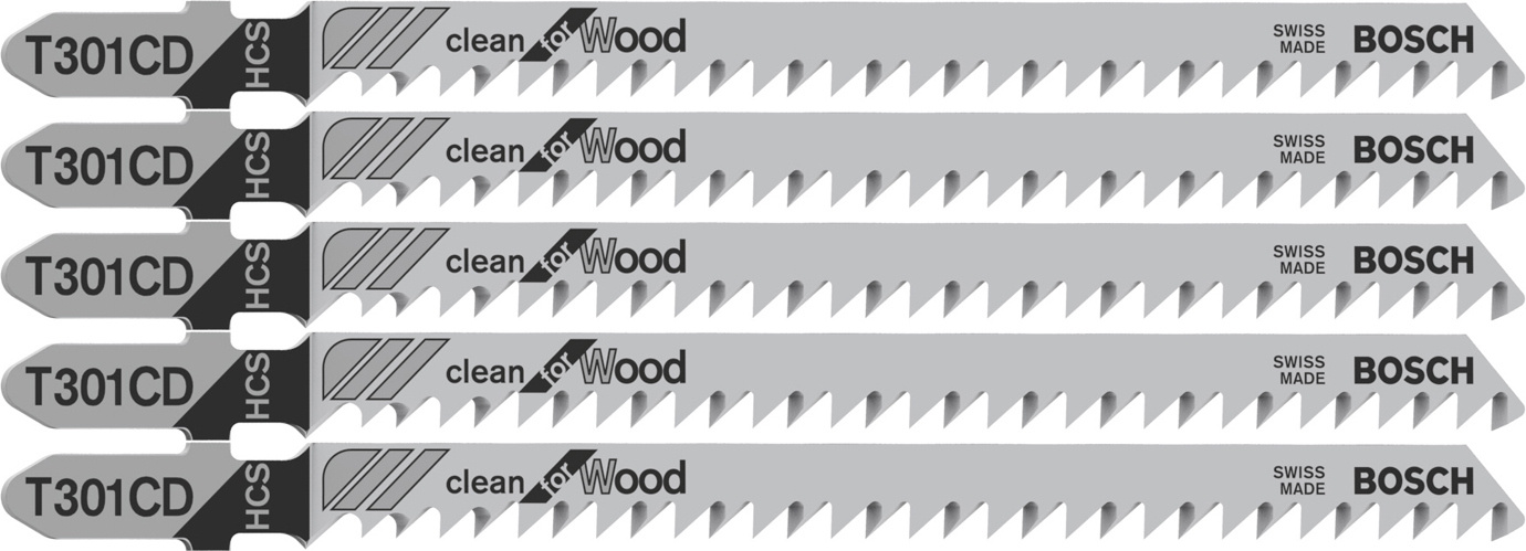 Набор пилок по дереву Bosch T 301 CD 5пред. (лобзики)