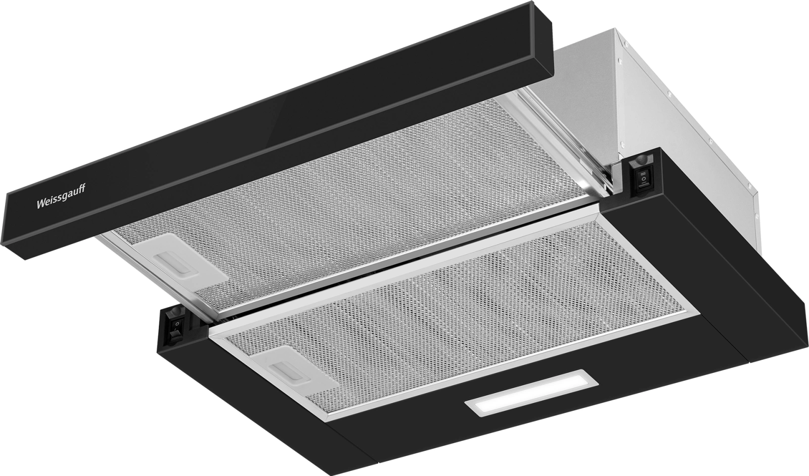 Вытяжка встраиваемая Weissgauff TEL 500 Glass черный управление: кулисные переключатели (1 мотор)