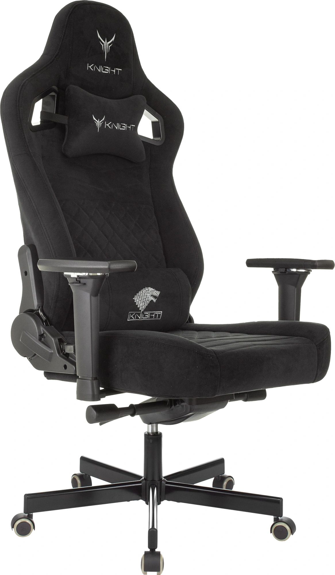 Кресло игровое Knight Hunter черный Alfa Black искусственная замша с подголов. крестов. металл