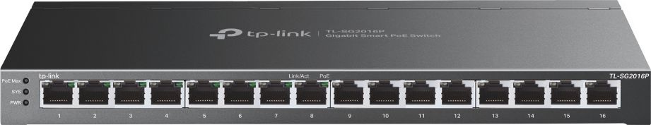 Коммутатор TP-Link SG2016P (L2+) 16x1Гбит/с 8PoE+ 120W управляемый