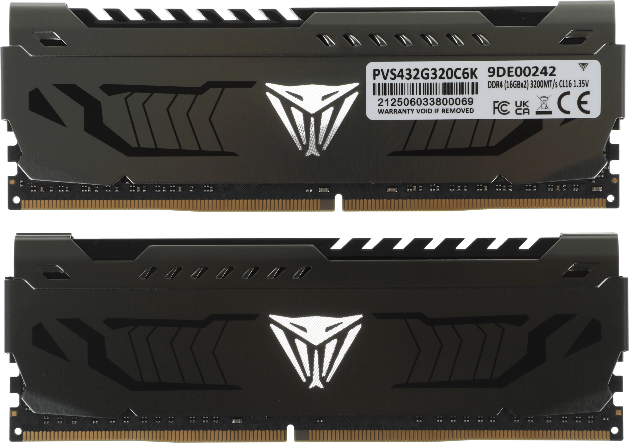 Память DDR4 2x16GB 3200MHz Patriot PVS432G320C6K Viper Steel RTL Gaming PC4-25600 CL16 DIMM 288-pin 1.35В dual rank с радиатором Ret
