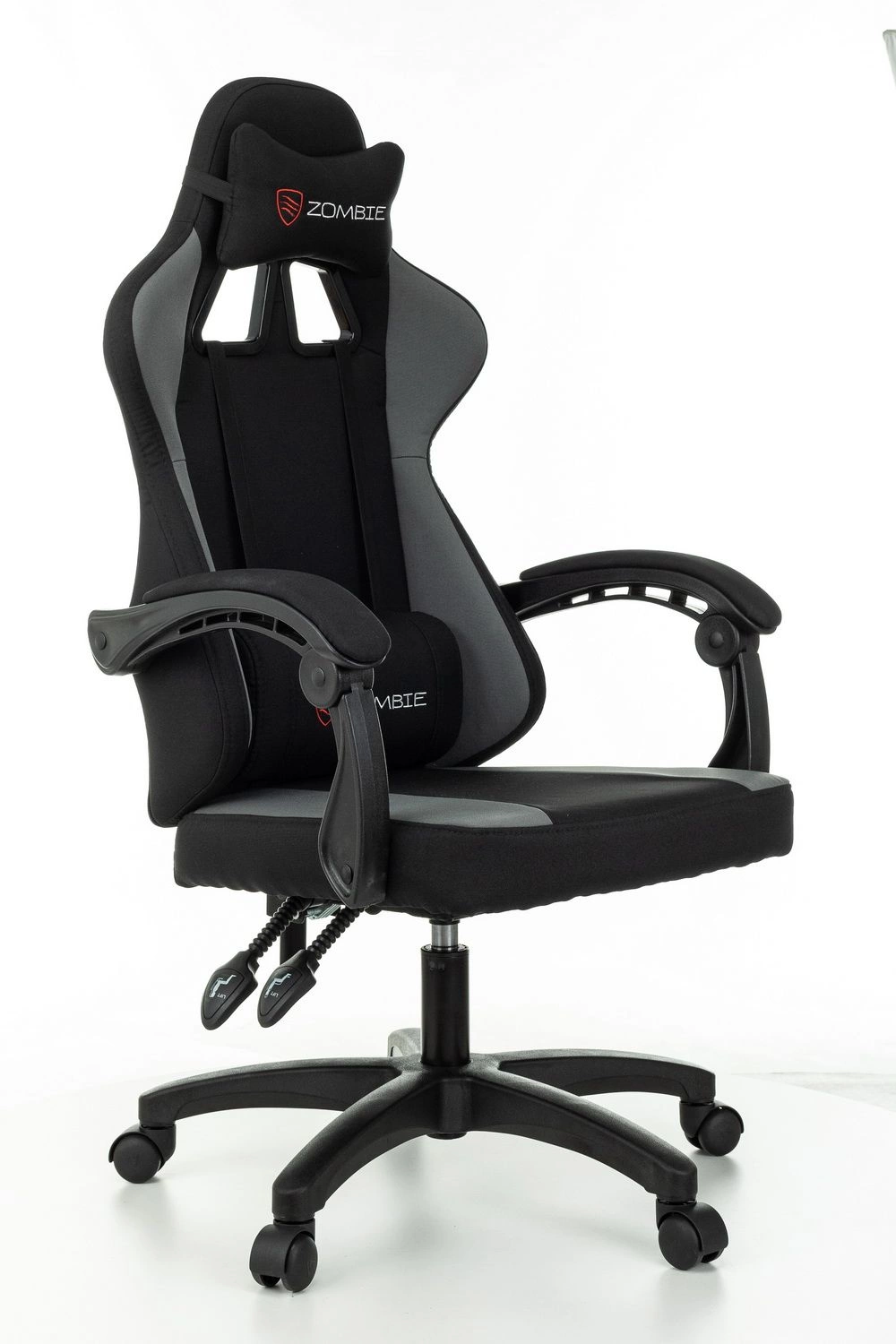Кресло игровое Zombie Rudger черный/серый крестов. пластик