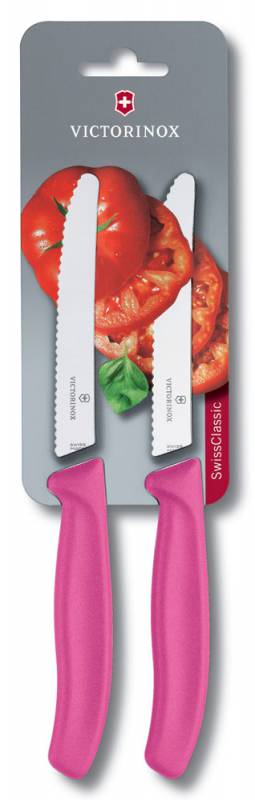 Набор ножей кухон. Victorinox Tomato and Table Knife Set (6.7836.L115B) компл.:2шт розовый блистер