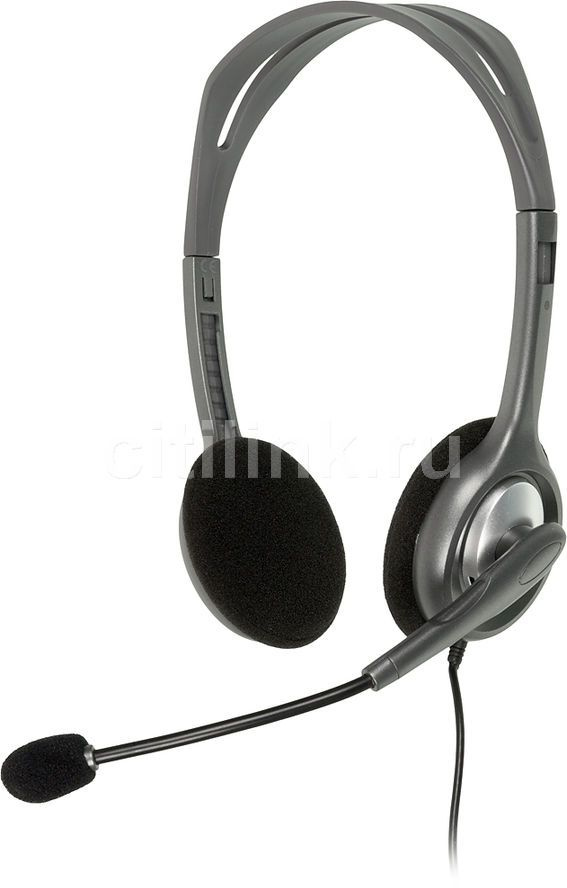 Наушники с микрофоном Logitech H110 темно-серый 1.8м накладные оголовье (981-000472)