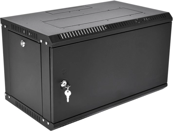 Шкаф коммутационный ЦМО ШРН-Эконом (ШРН-Э-9.500.1-9005) настенный 9U 600x520мм пер.дв.металл 75кг черный 470мм 17.2кг 180град. 480мм IP20 металл