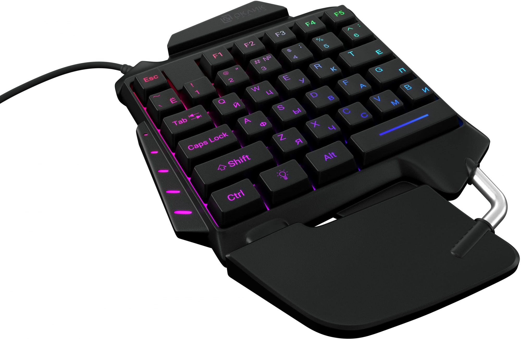 Игровой блок Оклик 703GK черный USB for gamer LED (подставка для запястий) (1533151)