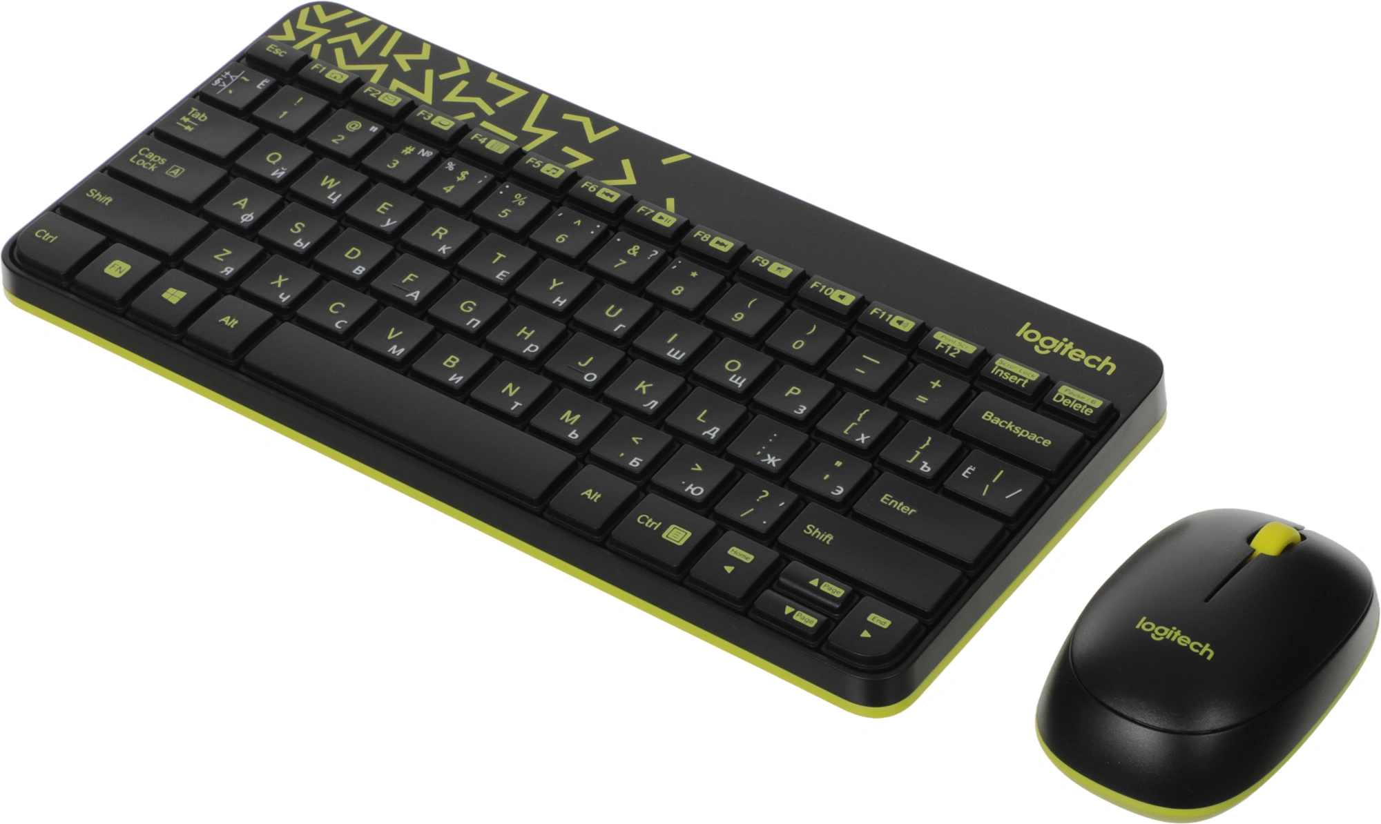 Клавиатура + мышь Logitech MK240 клав:черный/желтый мышь:черный/желтый USB беспроводная slim Multimedia (920-008198)