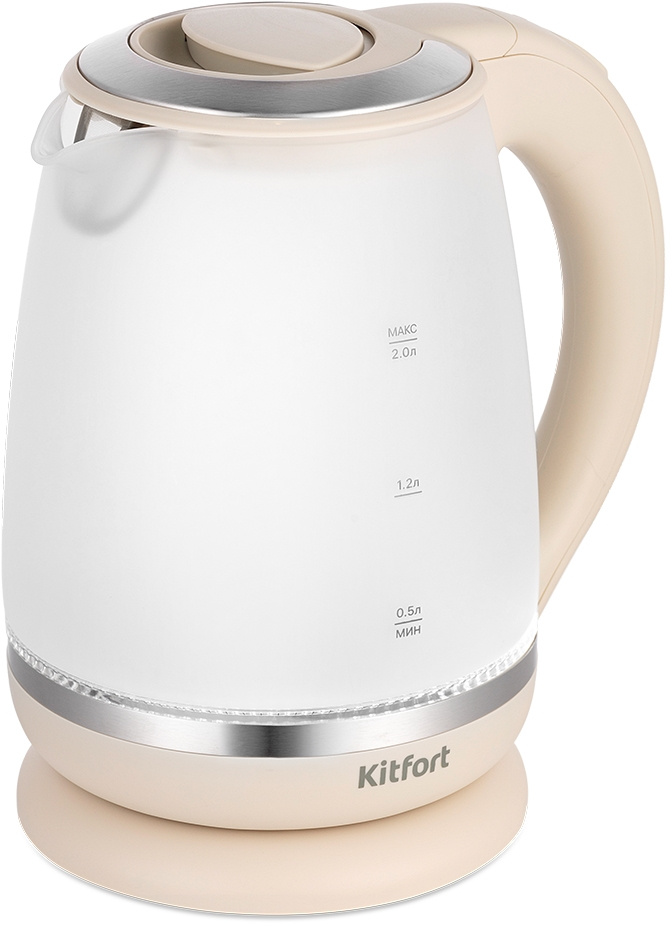 Чайник электрический Kitfort КТ-6601 2л. 2200Вт бежевый корпус: стекло/пластик