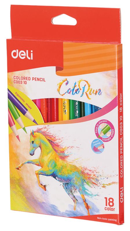 Карандаши цв. Deli EC00310 ColoRun тополь 18цв. коробка/европод.