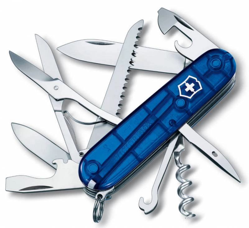 Нож перочинный Victorinox Huntsman (1.3713.T2) 91мм 15функц. синий полупрозрачный карт.коробка