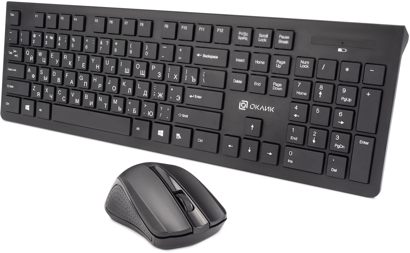 Клавиатура + мышь Оклик 250M клав:черный мышь:черный USB беспроводная slim (997834)