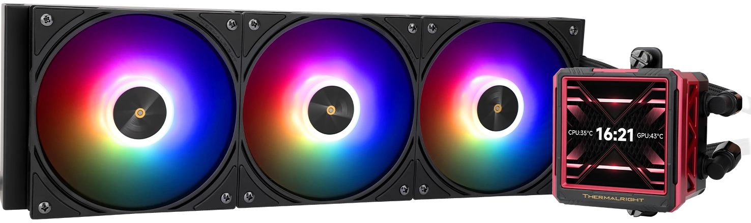 Система водяного охлаждения Thermalright Frozen Warframe Ultra 360 ARGB Soc-AM5/AM4/1151/1200/2066/2011/1700 черный 4-pin 29.6dB Al LCD Ret (F-WFRAME-ULT-360-BL-ARGB)