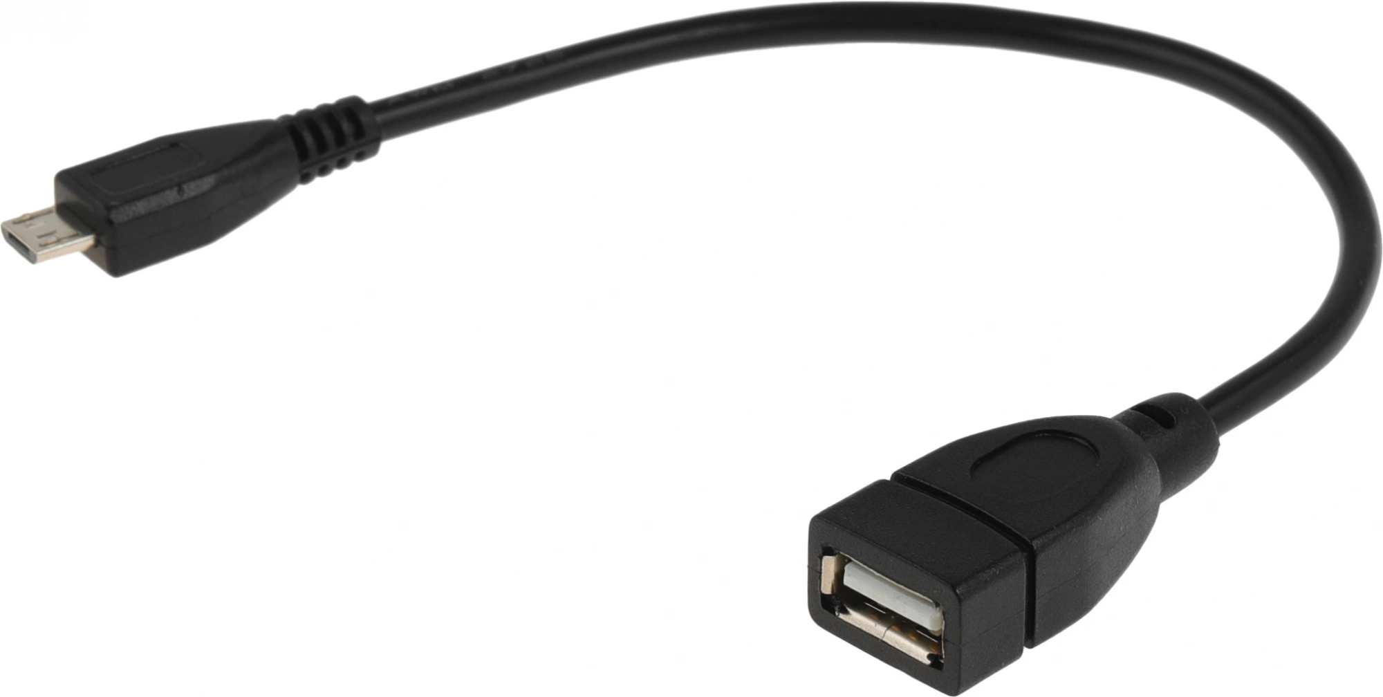 Кабель USB (f)-micro USB (m) 0.2м черный