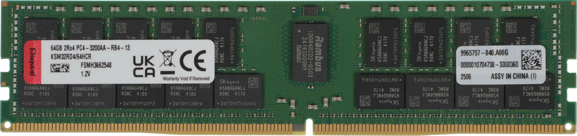 Память DDR4 Kingston KSM32RD4/64HCR 64Gb DIMM ECC Reg Original Non Pull PC4-25600 CL22 3200MHz