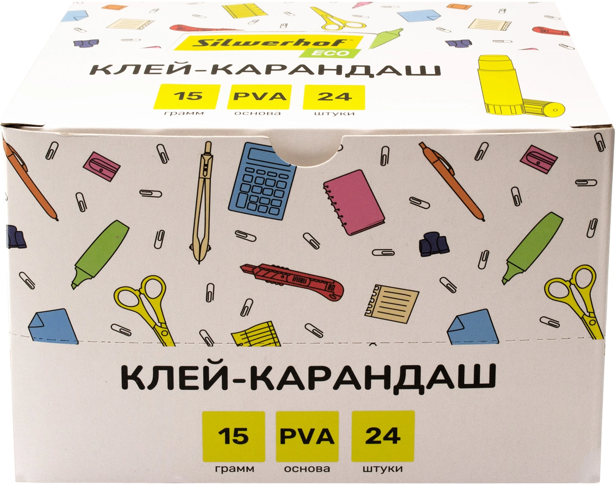 Клей-карандаш Silwerhof Eco 15гр ПВА дисплей картонный