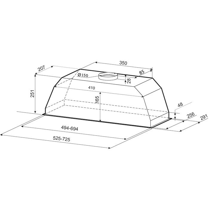Вытяжка встраиваемая Krona Ameli 600 PB нержавеющая сталь управление: кнопочное (1 мотор)