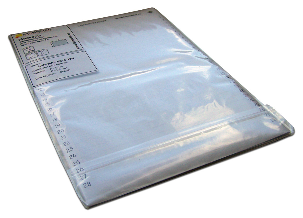 Маркер Lanmaster LAN-MPL-93X9-WH 93x9мм полиэстр (упак:1шт) для лазерных принтеров белый