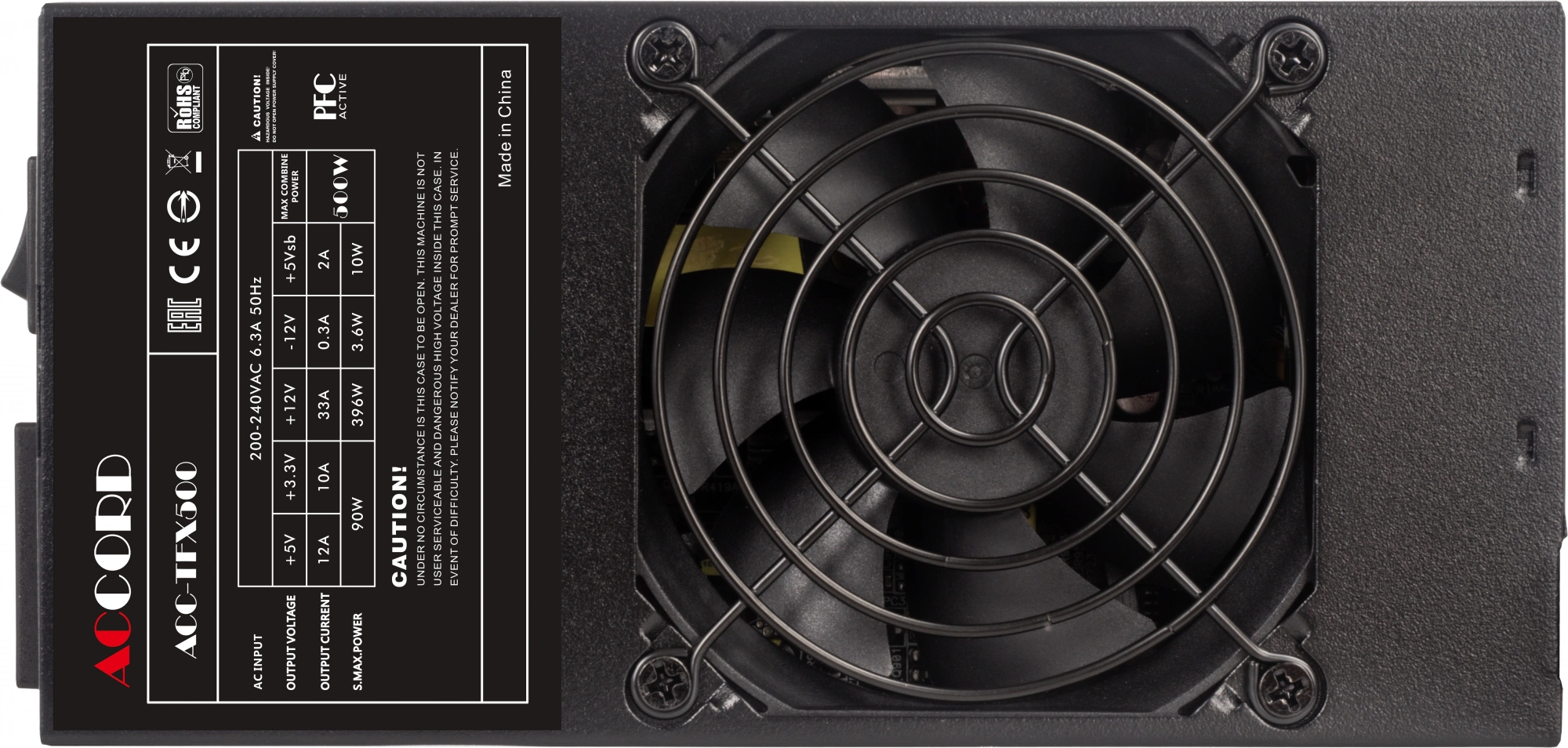 Блок питания Accord TFX 500W ACC-TFX500 80+ white (20+4pin) APFC 80mm fan 3xSATA RTL
