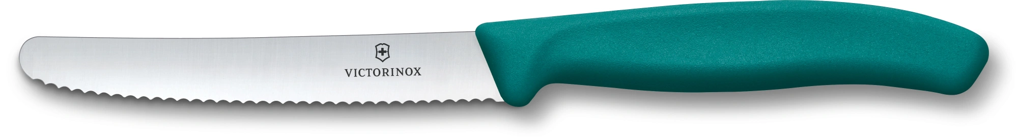 Нож кухонный Victorinox Swiss Classic (6.7834.C1) стальной столовый для томатов лезв.110мм серрейт. заточка зеленый