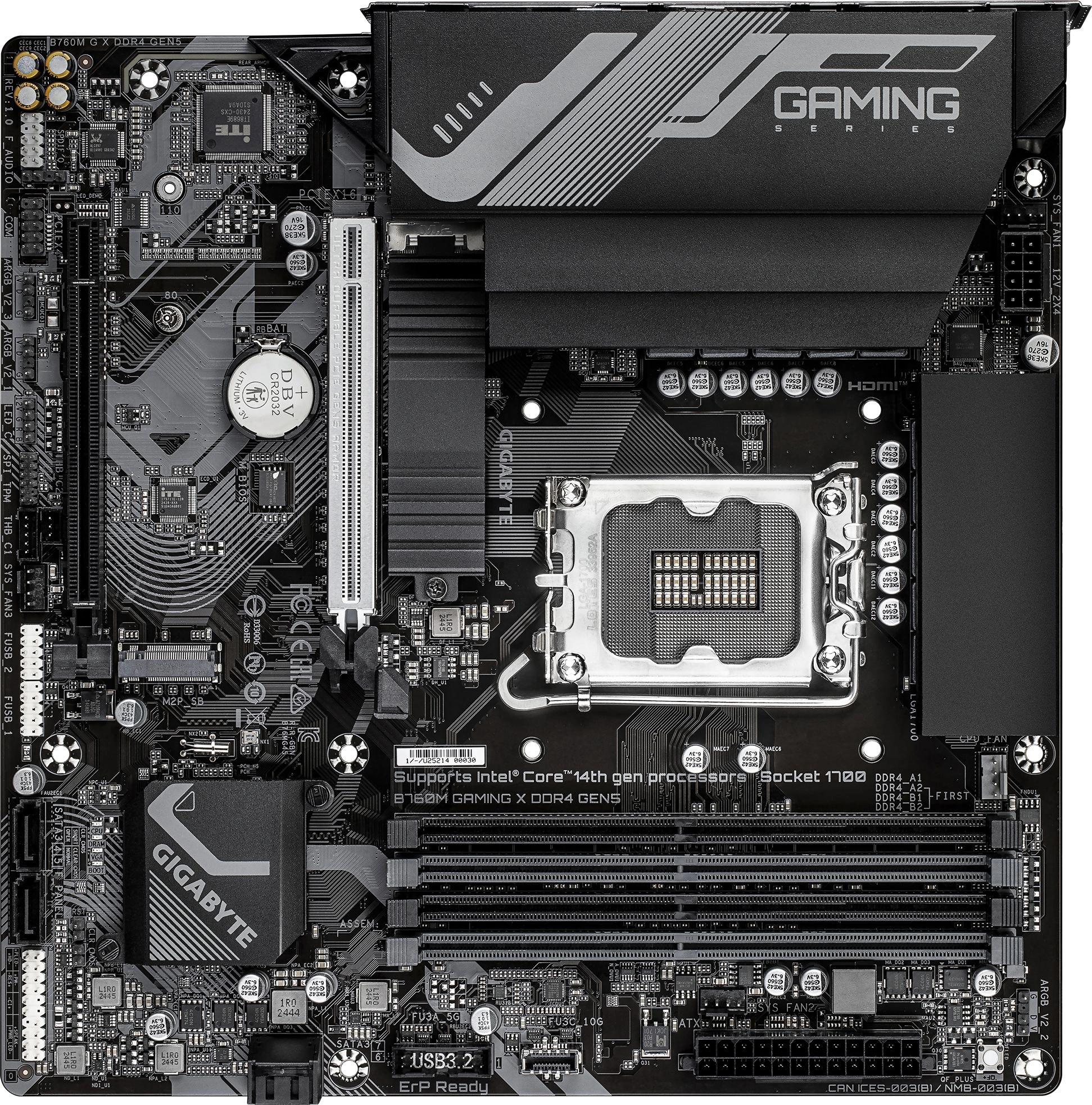 Материнская плата Gigabyte B760M GAMING X DDR4 GEN5 Soc-1700 Intel B760 4xDDR4 mATX AC`97 8ch(7.1) 2.5Gg RAID+HDMI+DP
