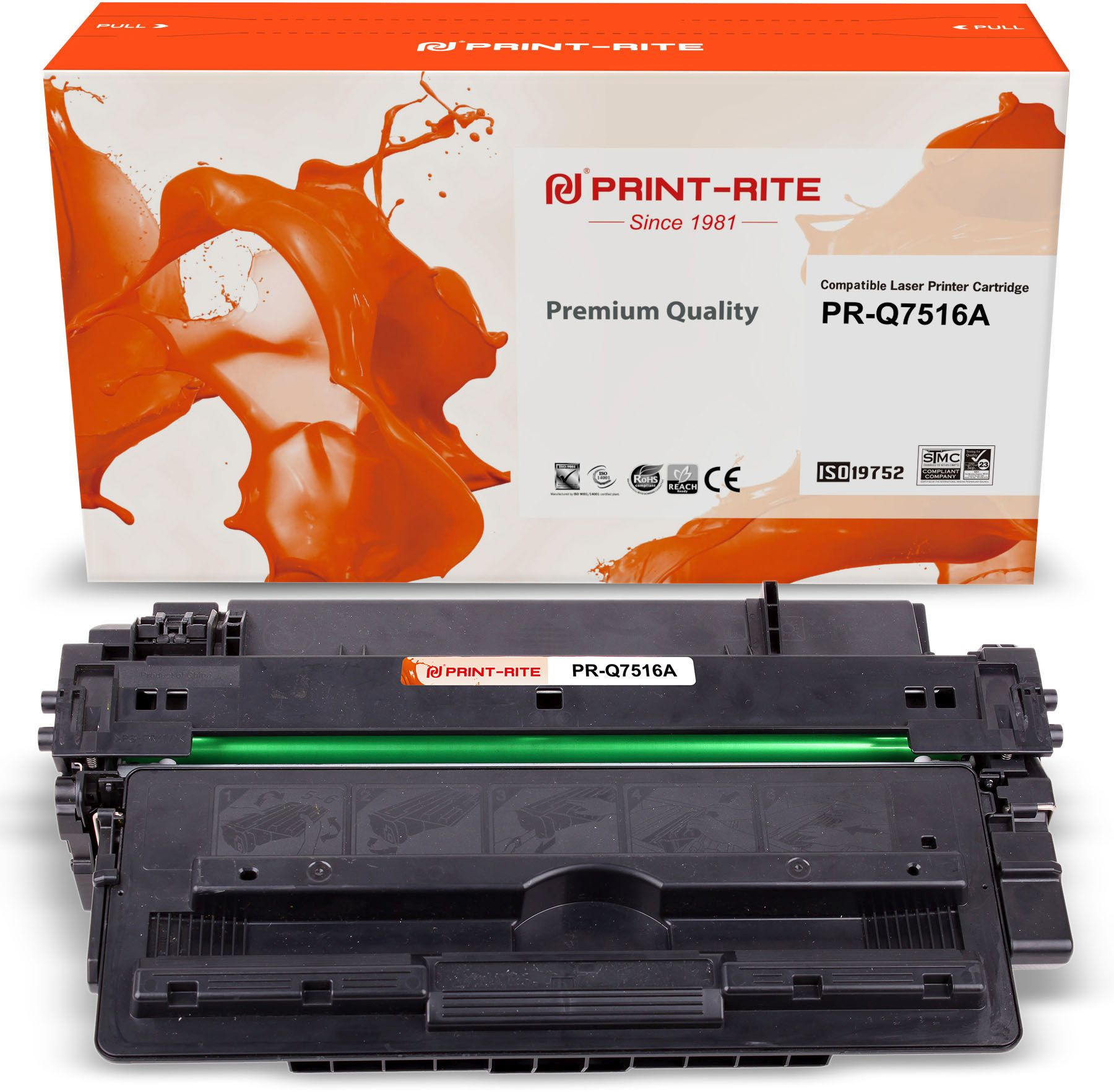 Картридж лазерный Print-Rite PR-Q7516A TFH415BPU1J черный (12000стр.) для HP LJ 5200/5200N/5200L/5200TN/5200DTN, LBP-3500/3900/3950